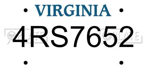 4RS7652 Virginia License Plate