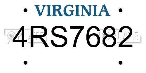 4RS7682 Virginia License Plate