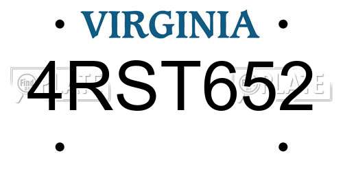 4RST652 Virginia License Plate