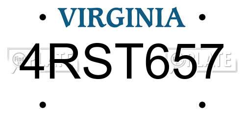 4RST657 Virginia License Plate