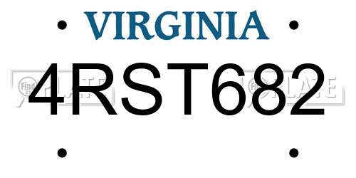 4RST682 Virginia License Plate