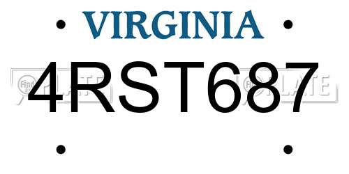 4RST687 Virginia License Plate