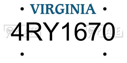 4RY1670 Virginia License Plate