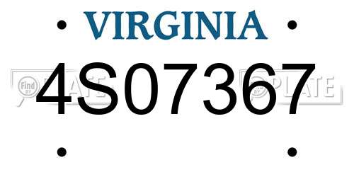 4S07367 Virginia License Plate