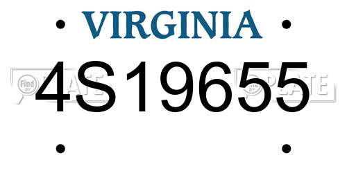 4S19655 Virginia License Plate