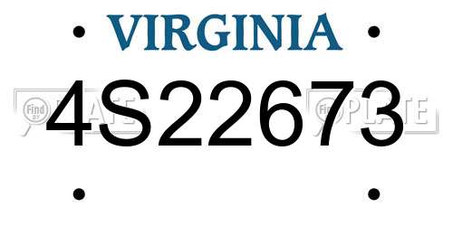 4S22673 Virginia License Plate