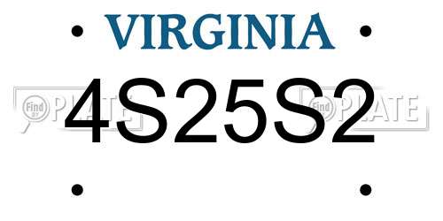 4S25S2 Virginia License Plate