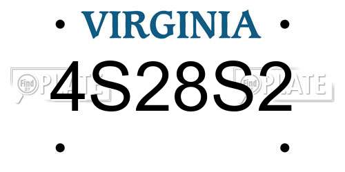 4S28S2 Virginia License Plate