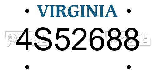 4S52688 Virginia License Plate