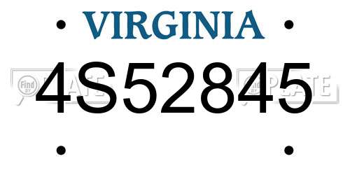 4S52845 Virginia License Plate