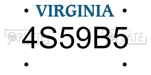 4S59B5 Virginia License Plate