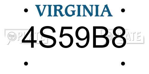 4S59B8 Virginia License Plate