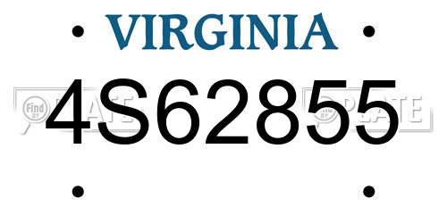 4S62855 Virginia License Plate