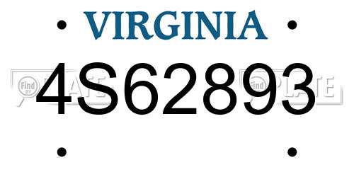4S62893 Virginia License Plate