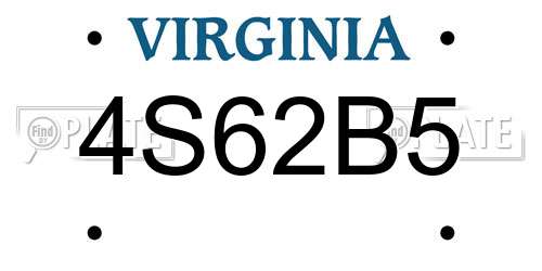 4S62B5 Virginia License Plate
