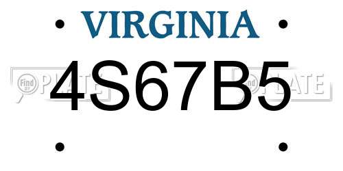 4S67B5 Virginia License Plate