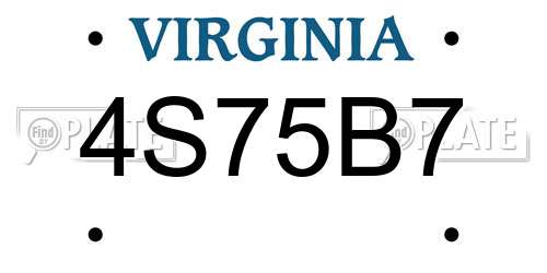 4S75B7 Virginia License Plate