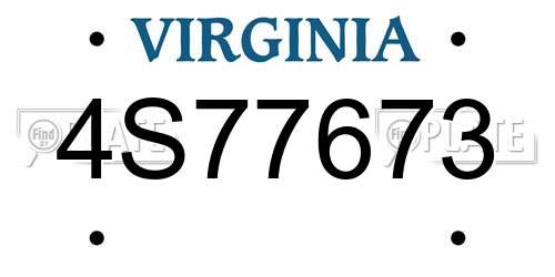 4S77673 Virginia License Plate