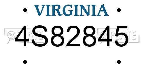 4S82845 Virginia License Plate