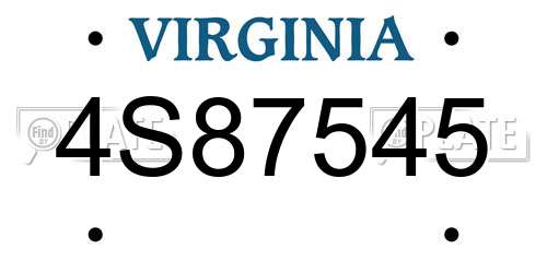 4S87545 Virginia License Plate
