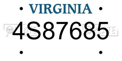 4S87685 Virginia License Plate