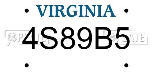 4S89B5 Virginia License Plate