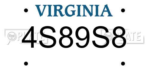 4S89S8 Virginia License Plate