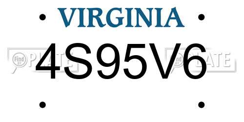 4S95V6 Virginia License Plate