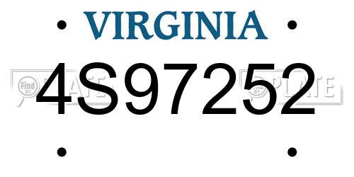 4S97252 Virginia License Plate