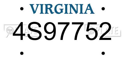 4S97752 Virginia License Plate