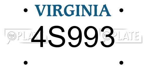 4S993 Virginia License Plate