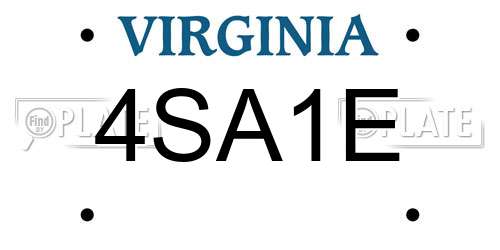 4SA1E Virginia License Plate