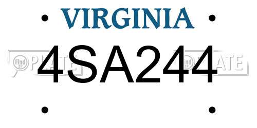 4SA244 Virginia License Plate