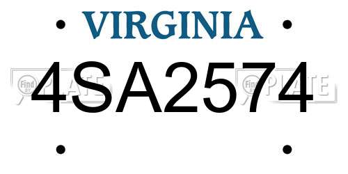 4SA2574 Virginia License Plate