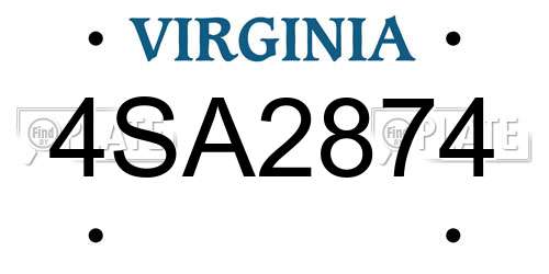 4SA2874 Virginia License Plate
