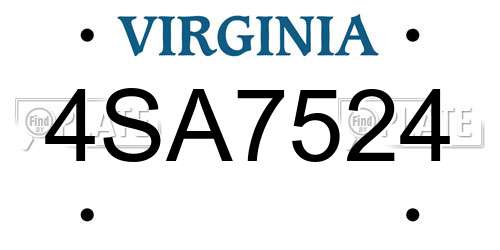 4SA7524 Virginia License Plate