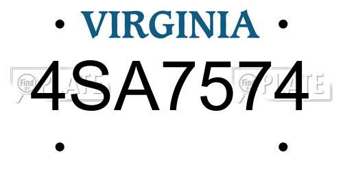 4SA7574 Virginia License Plate