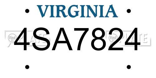 4SA7824 Virginia License Plate