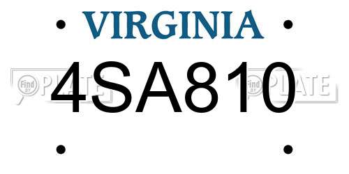 4SA810 Virginia License Plate