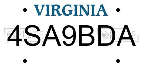 4SA9BDA Virginia License Plate