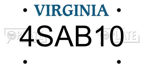 4SAB10 Virginia License Plate