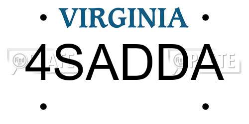 4SADDA Virginia License Plate