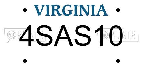 4SAS10 Virginia License Plate