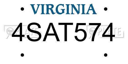 4SAT574 Virginia License Plate