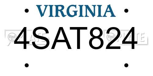 4SAT824 Virginia License Plate