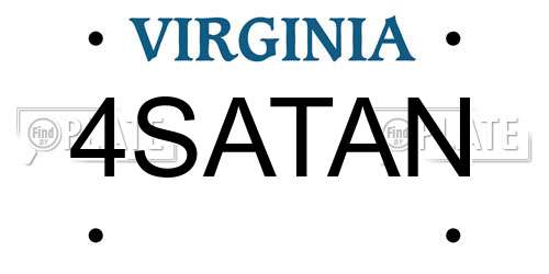 4SATAN Virginia License Plate