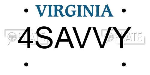4SAVVY Virginia License Plate
