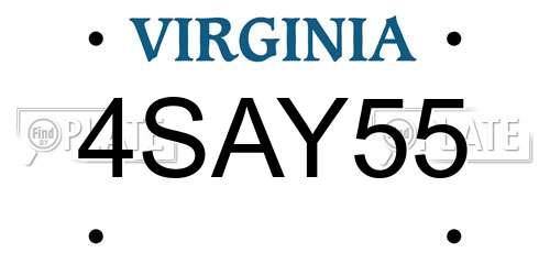 4SAY55 Virginia License Plate