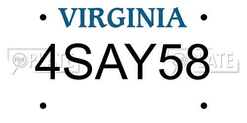 4SAY58 Virginia License Plate