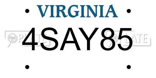 4SAY85 Virginia License Plate